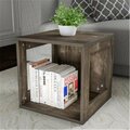 Fixturesfirst End Table - Stackable Contemporary Minimalist Modular Cube Accent Table with Open Sides Gray FI3843112